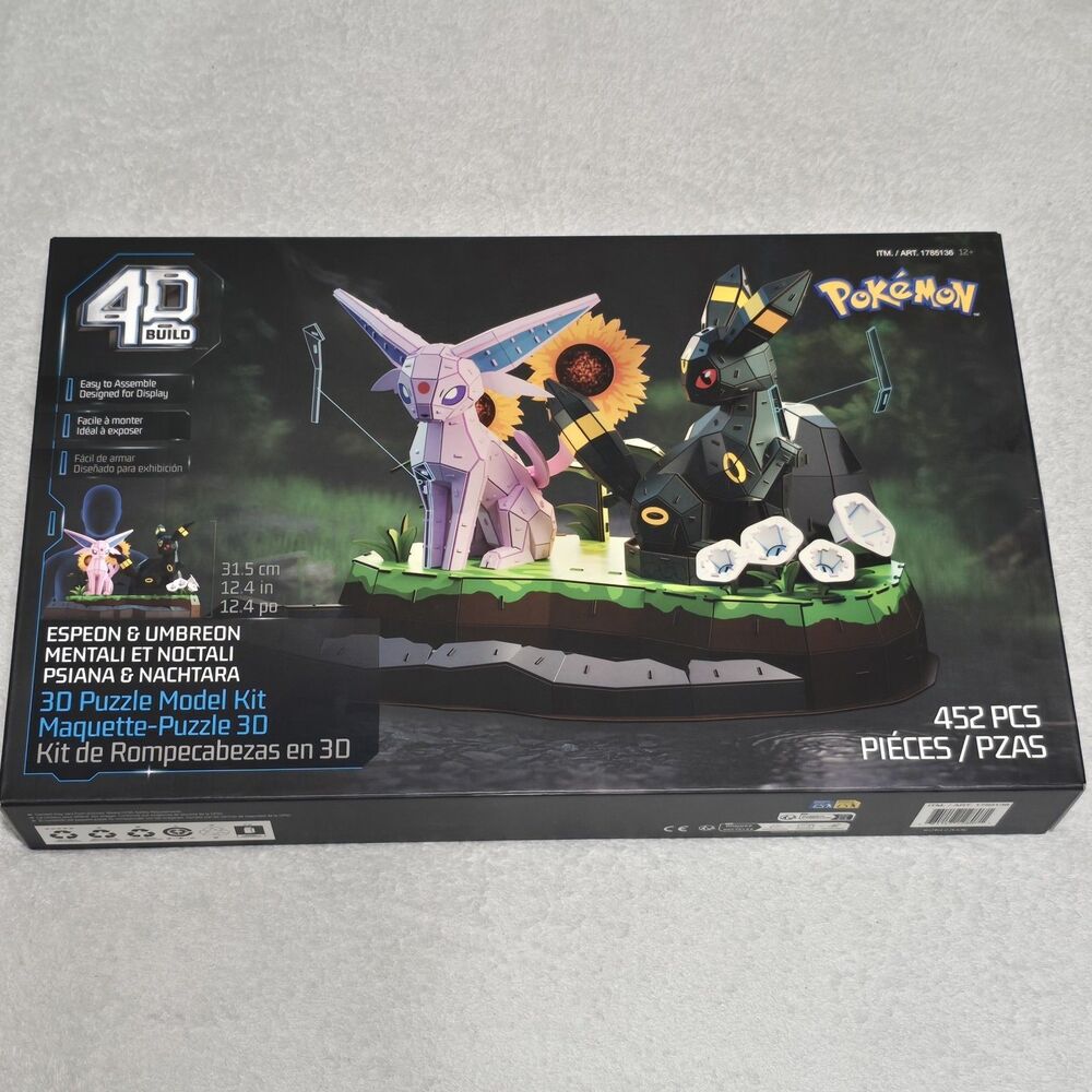 NEW - Pokemon 4D BUILD PUZZLE 452 Pieces - Espeon & Umbreon 3D Puzzle Model Kit
